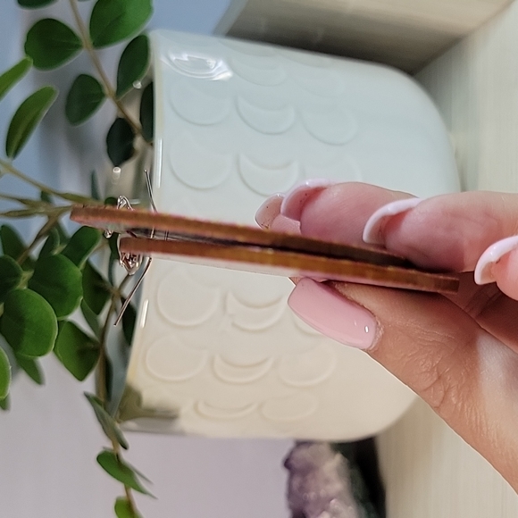 Oversized Mandala Wood Drop Earrings - Picture 5 of 5